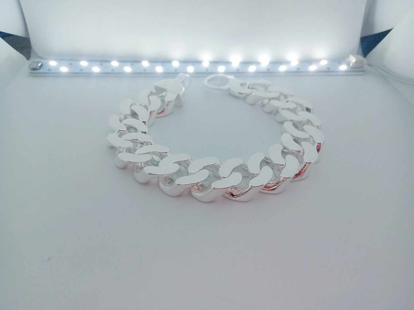 20mm Heavy Curb Silver Bracelet