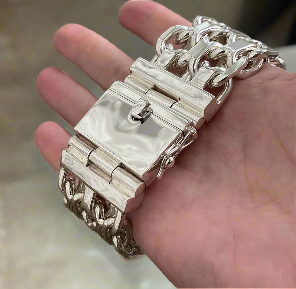 cuban monsters Monster Huge Mens Silver Bracelet x 25mm Wide – CUBAN