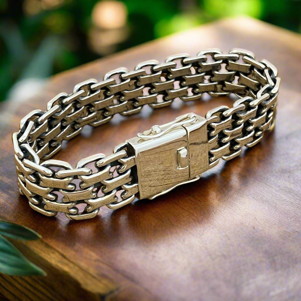 925 sterling silver bracelet Mens heavy bracelet 20 mm