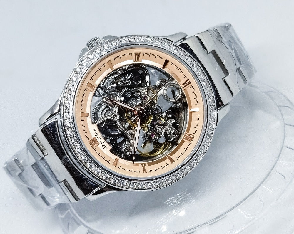 Men Luxury Silver 925 Sterling Silver Bling Simulated Diamond Bracelet Watch