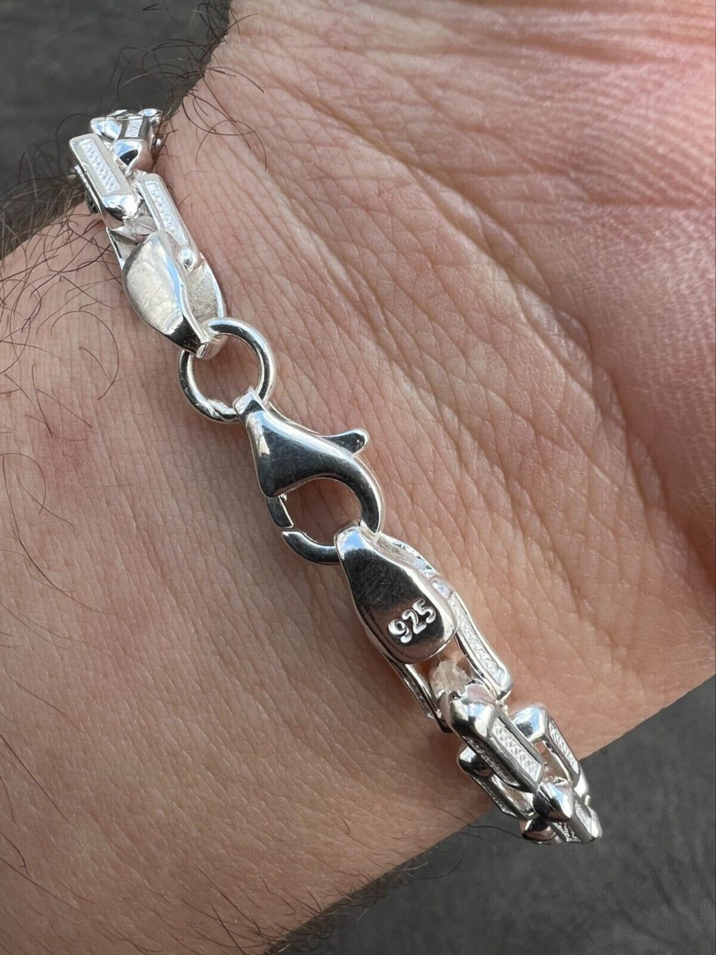 Men’s 8mm Heavy 925 Sterling Silver Rolo Link Bracelet – Angular Triangle Cable Chain