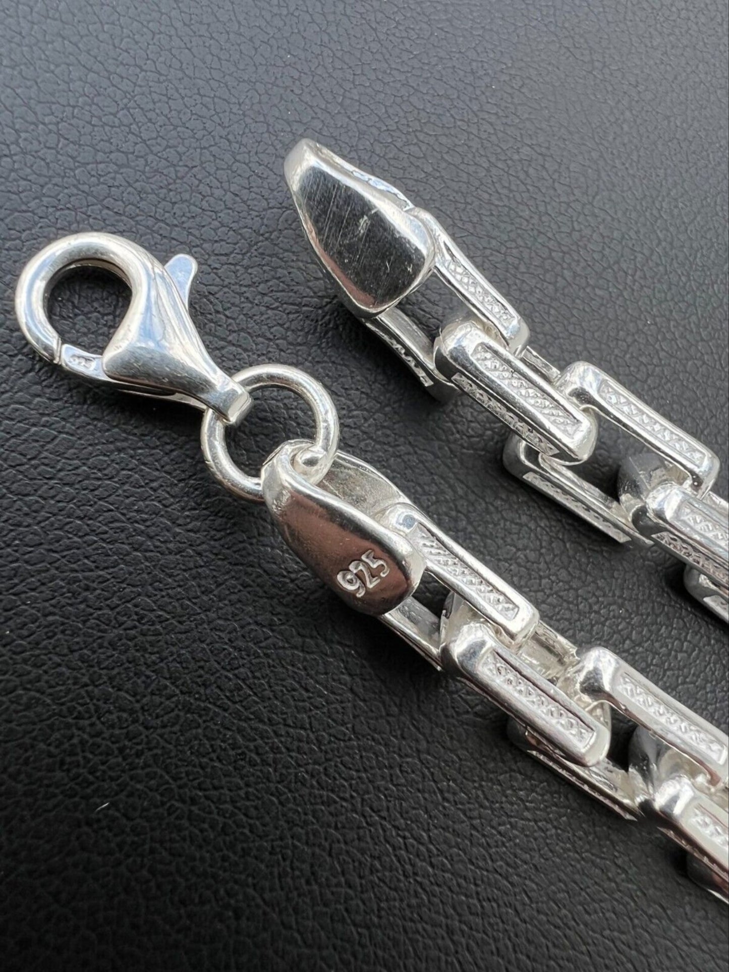 Men’s 8mm Heavy 925 Sterling Silver Rolo Link Bracelet – Angular Triangle Cable Chain
