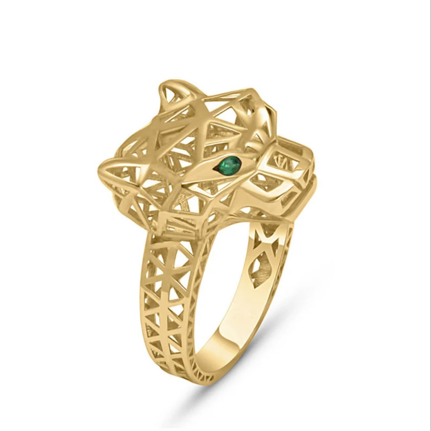 Pantherkopf-Ring 18 Karat zierlicher Massivgold für Herren