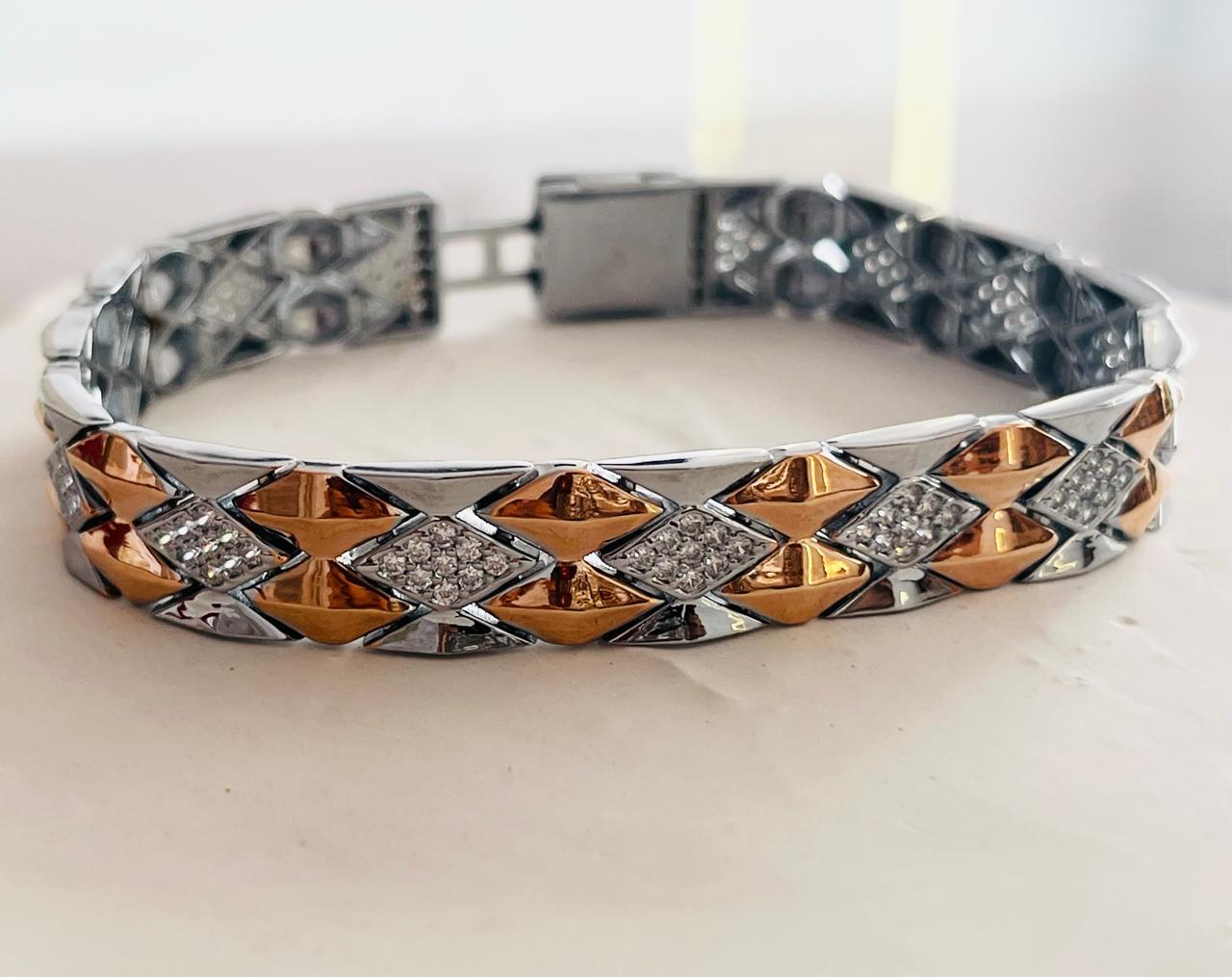 Three Tone Snake Bracelet Real 925 Sterling Silver Men's