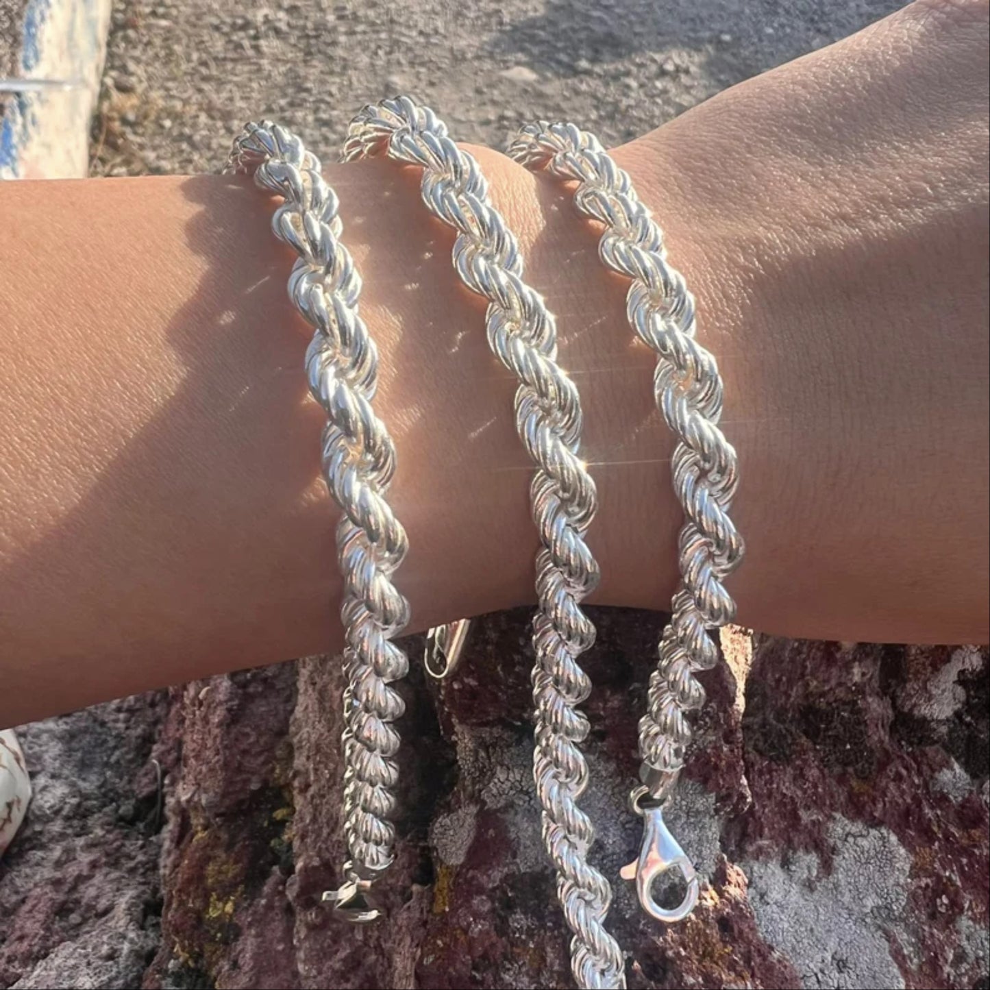 925 Silver Rope Bracelet Men