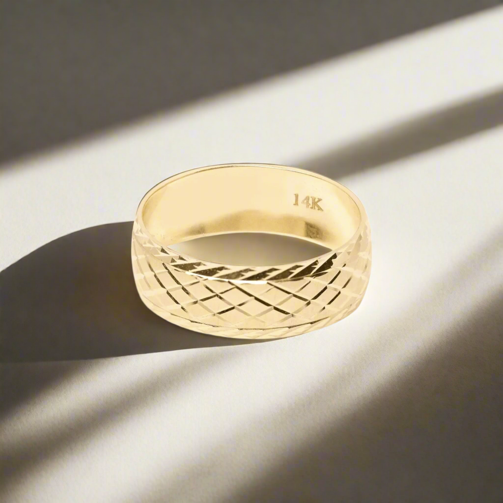 14k gold diamond cut ing for him