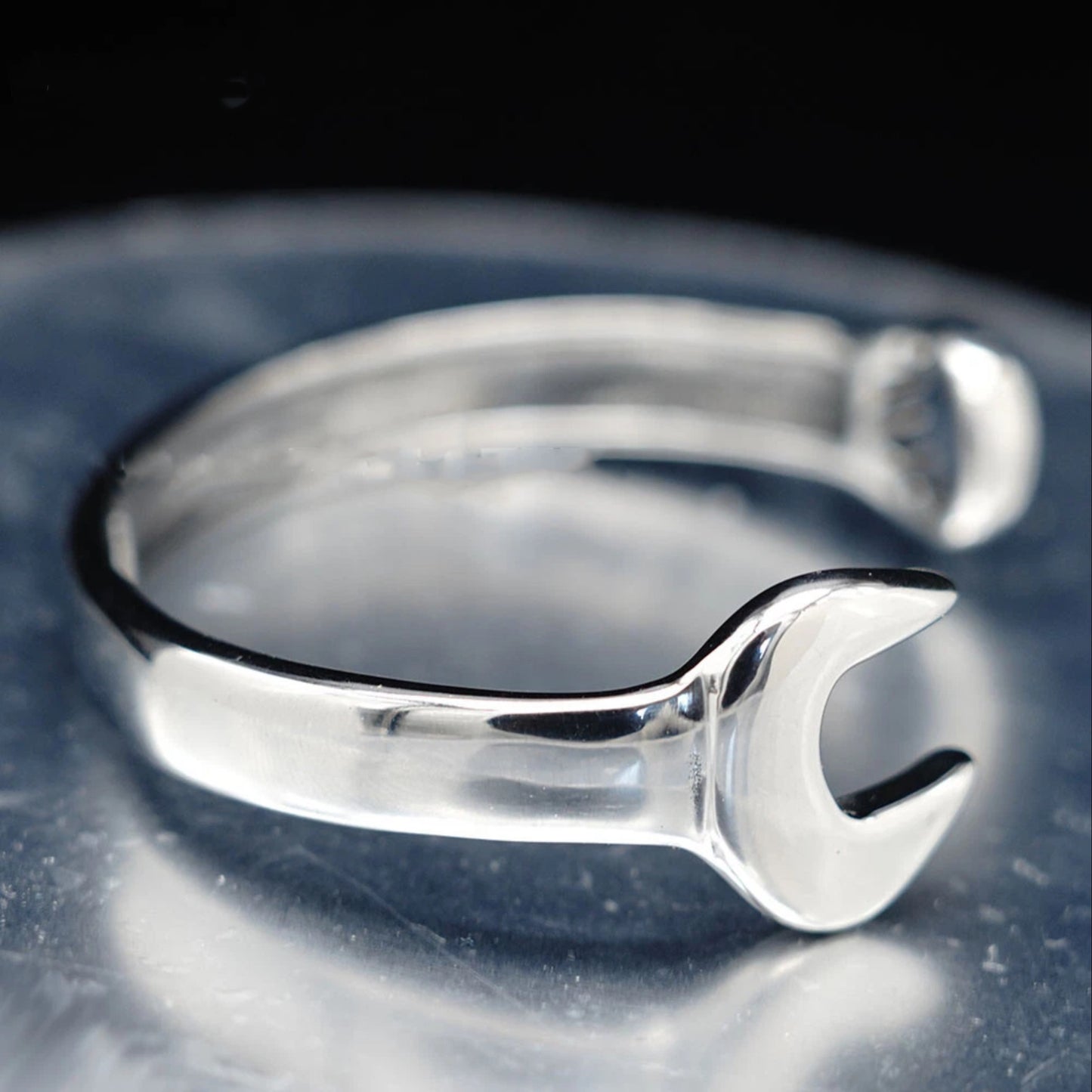 Silver Spanner Wrench Bangle Bracelet