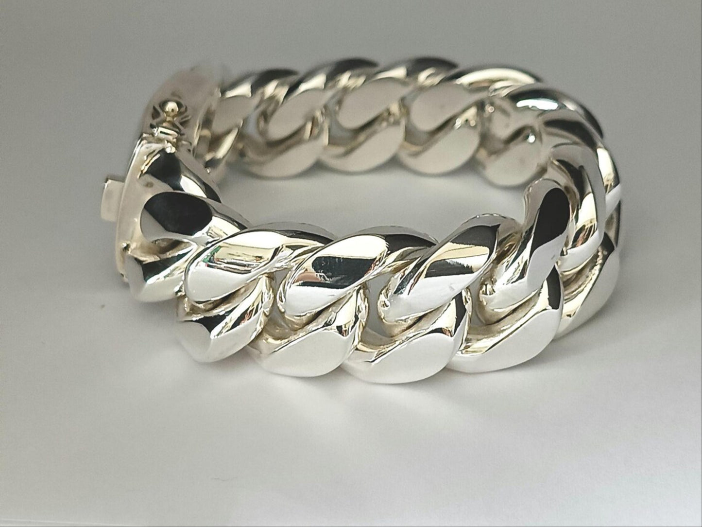 9" 25mm 925 Sterling Silver Curb Link Bracelet