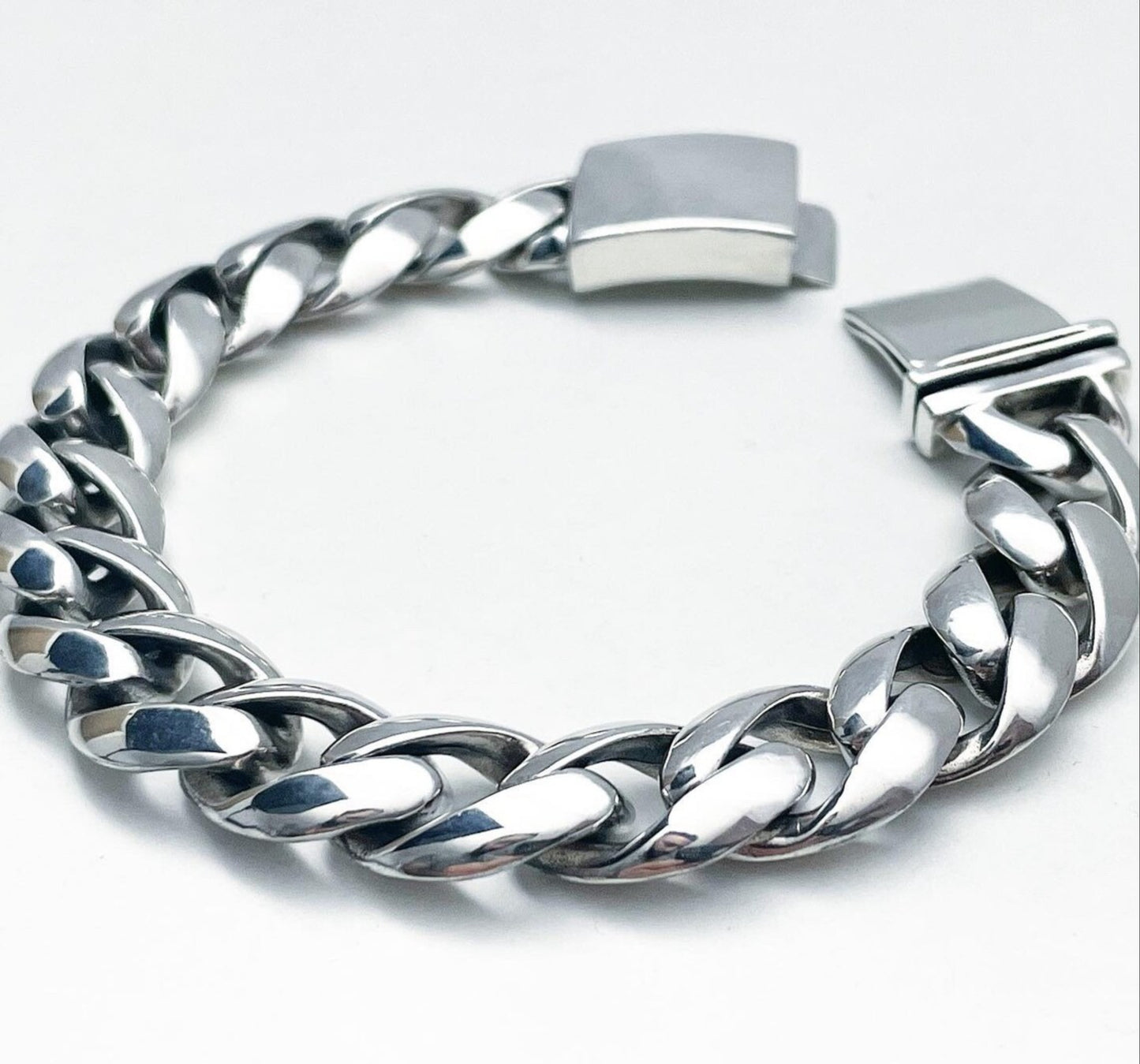 Solid Silver Curb Link Bracelet 15mm