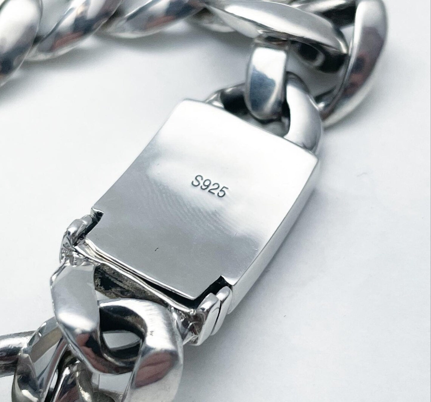 Solid Silver Curb Link Bracelet 15mm