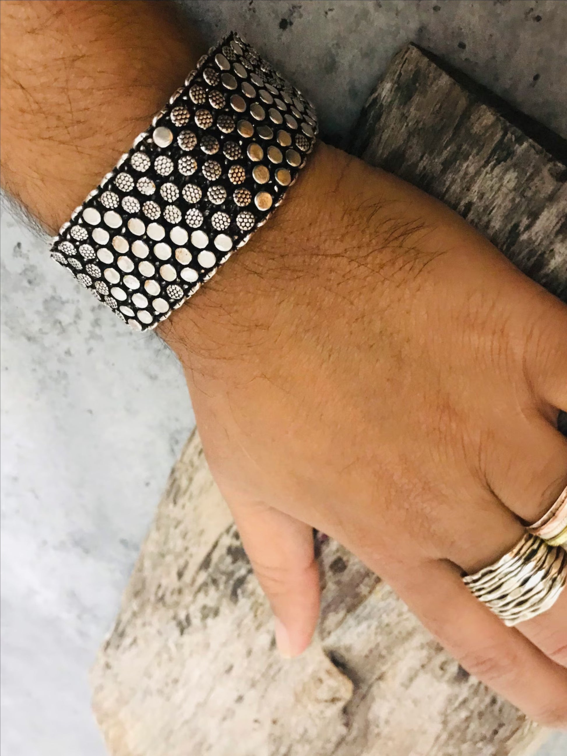Mens 925 solid sterling silver double wide