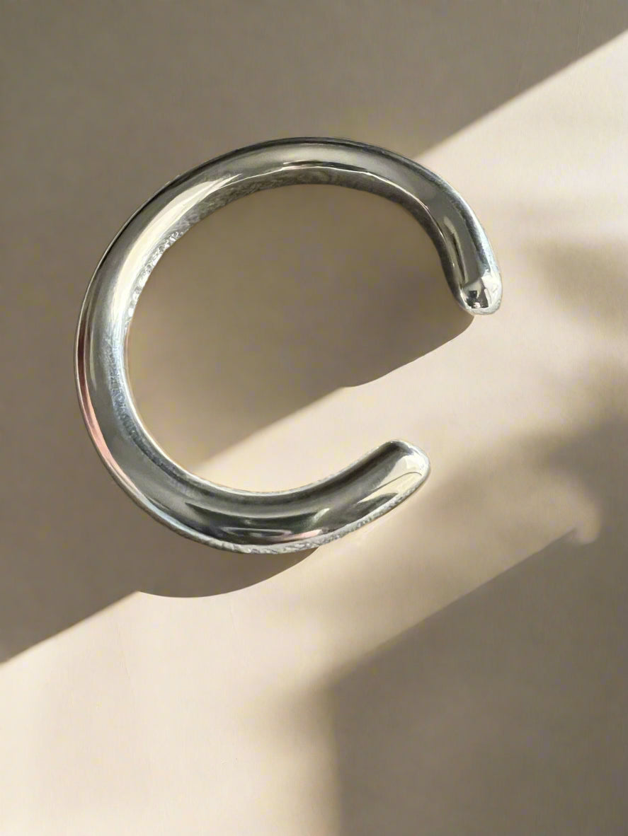 Massive Solid Silver Anvil Hammered Viking Torque Bangle