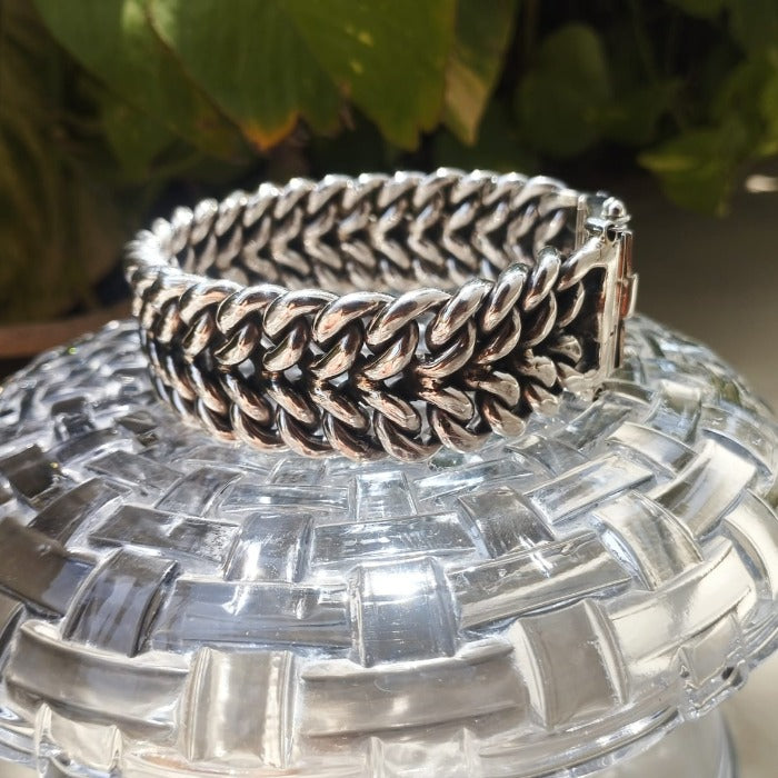 Herringbone Men’s Silver Bracelet - Quality Unique Piece.