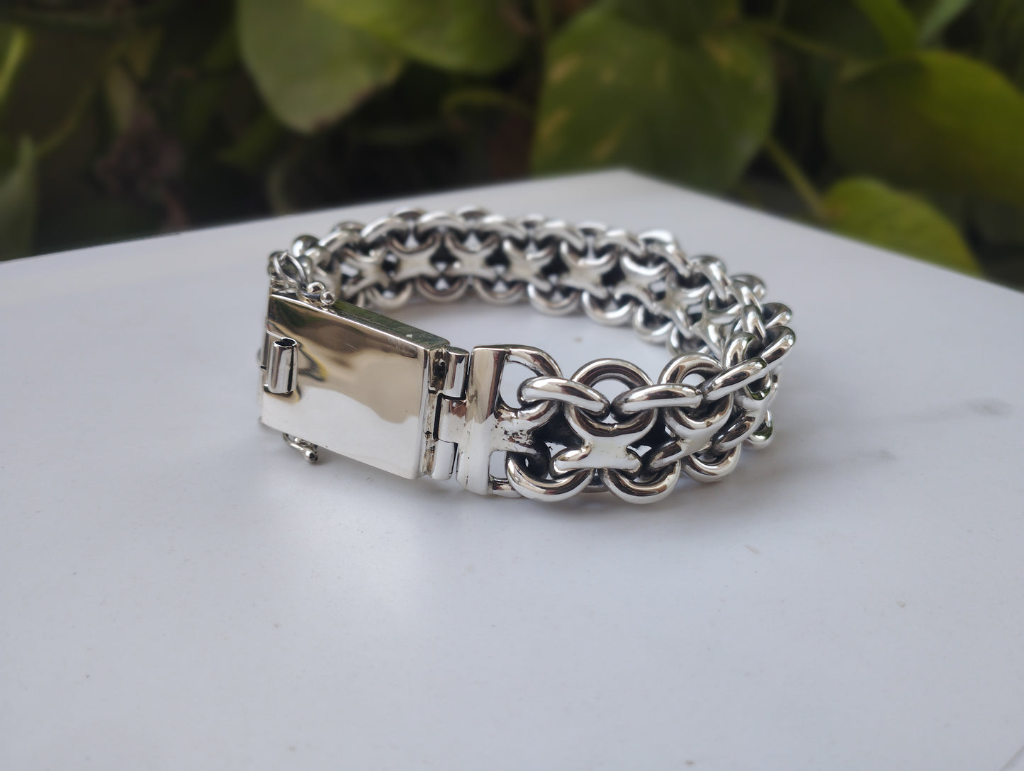 Kaufen Sie einzigartiges, ungewöhnliches, sehr schweres Herren-Silberarmband 20 mm