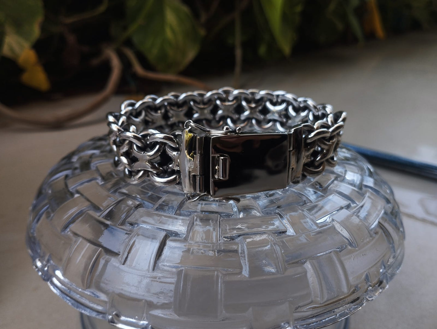 Kaufen Sie einzigartiges, ungewöhnliches, sehr schweres Herren-Silberarmband 20 mm