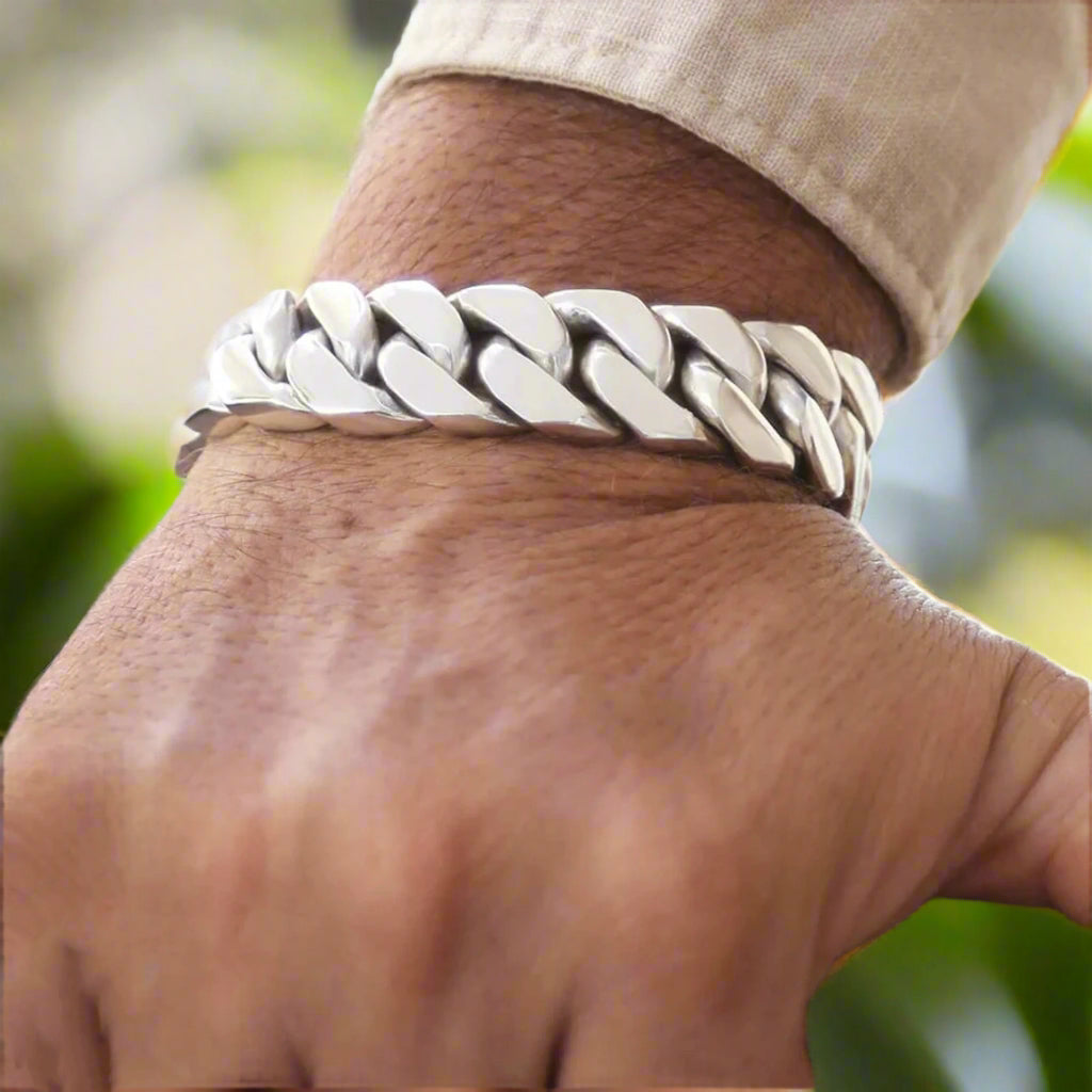 biker -bracelet-miami-curb-link-bracelet - 925 SILVER MEN BRACELET