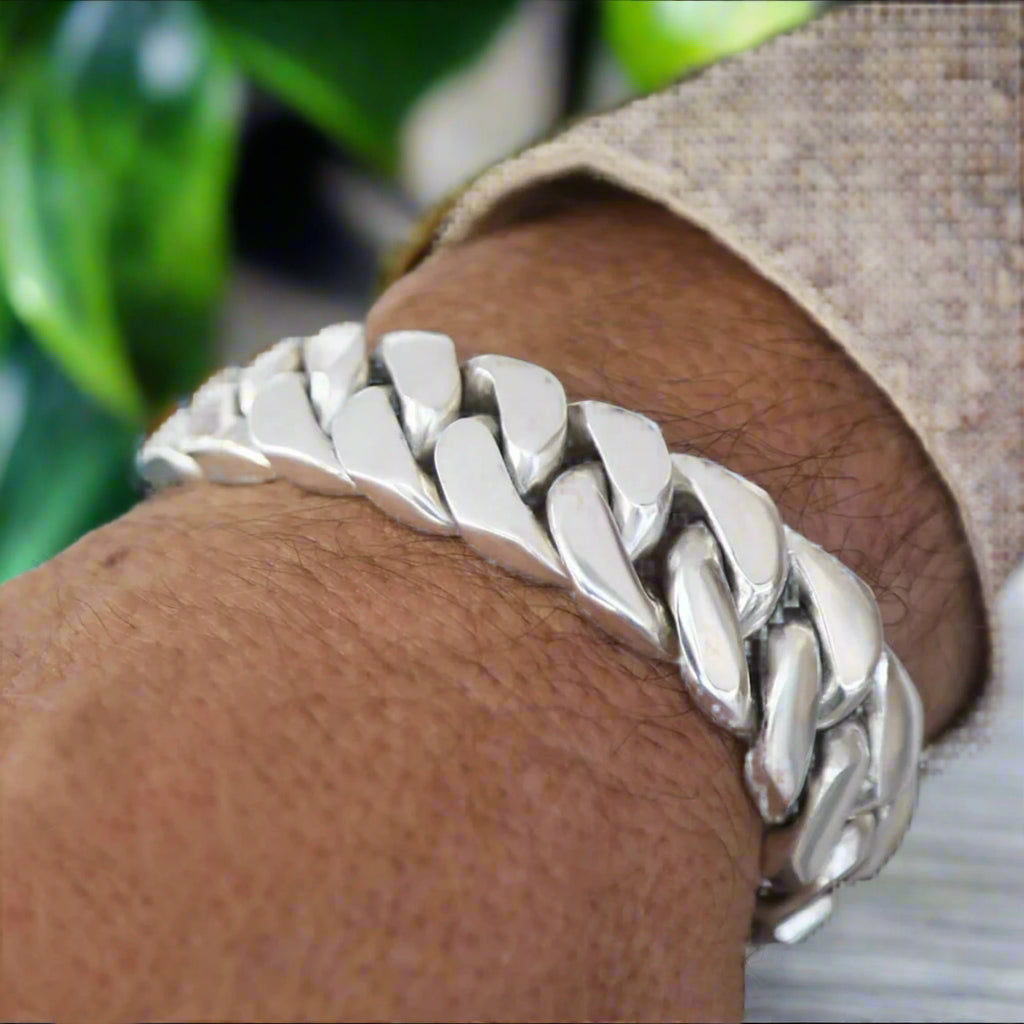 biker -bracelet-miami-curb-link-bracelet-925 SILVER MEN BRACELET