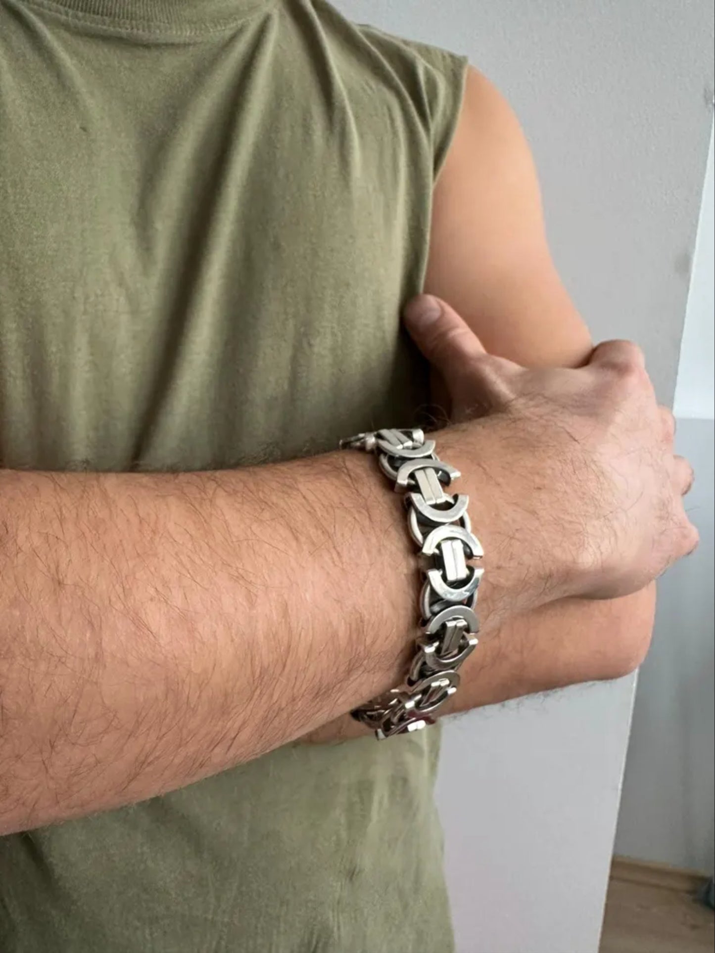 Heavy Men's 925 Sterling Silver Bracelets with Bold Links
