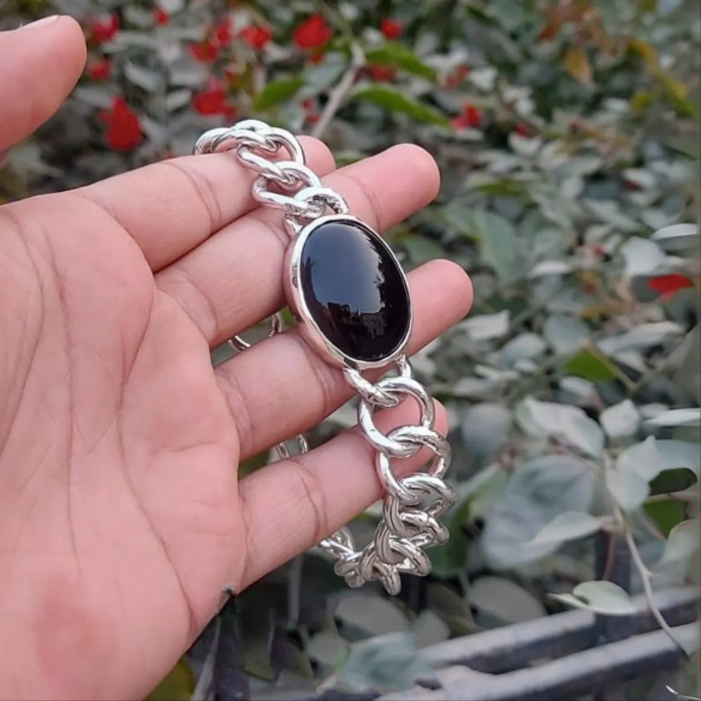 Onyx Cuban Link Bracelet Men