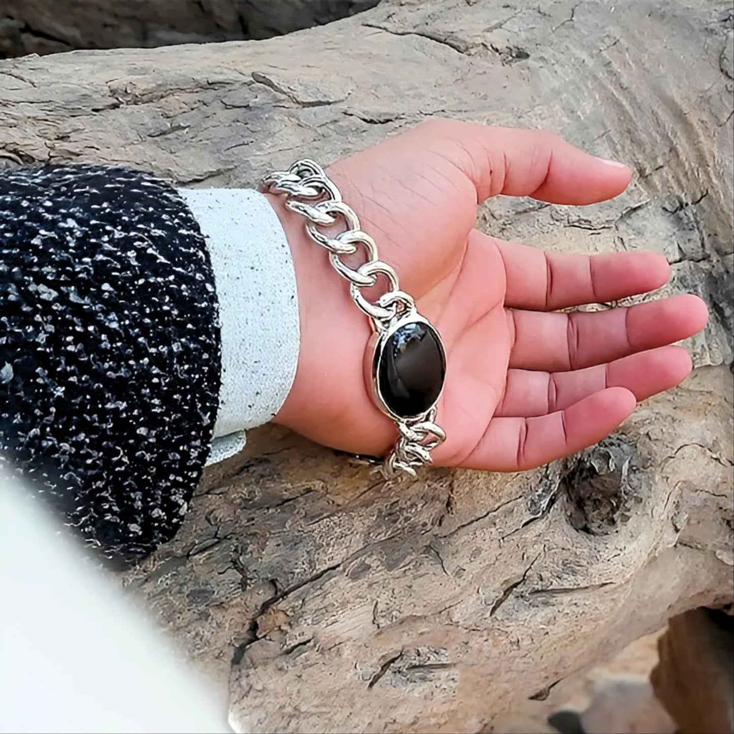 Onyx Cuban Link Bracelet Men