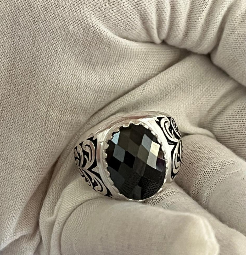 Black Silver Ring Men