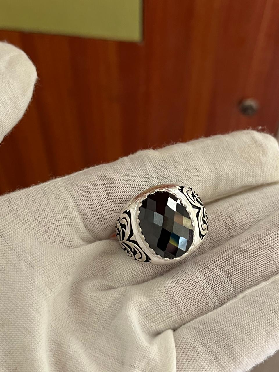 Schwarzer Silberring Herren