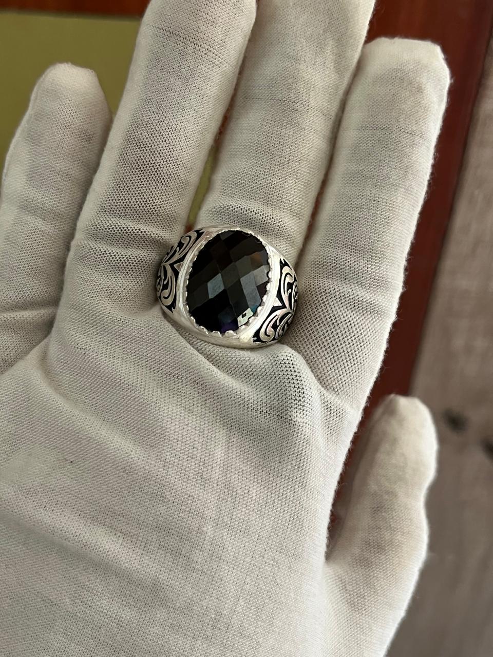 Schwarzer Silberring Herren