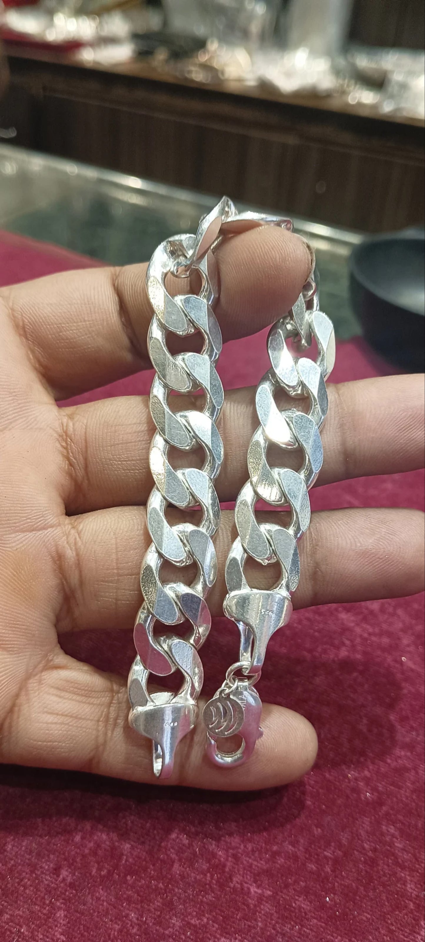 13mm,8inches,grams,solid 925 pure silver hand made cuban link