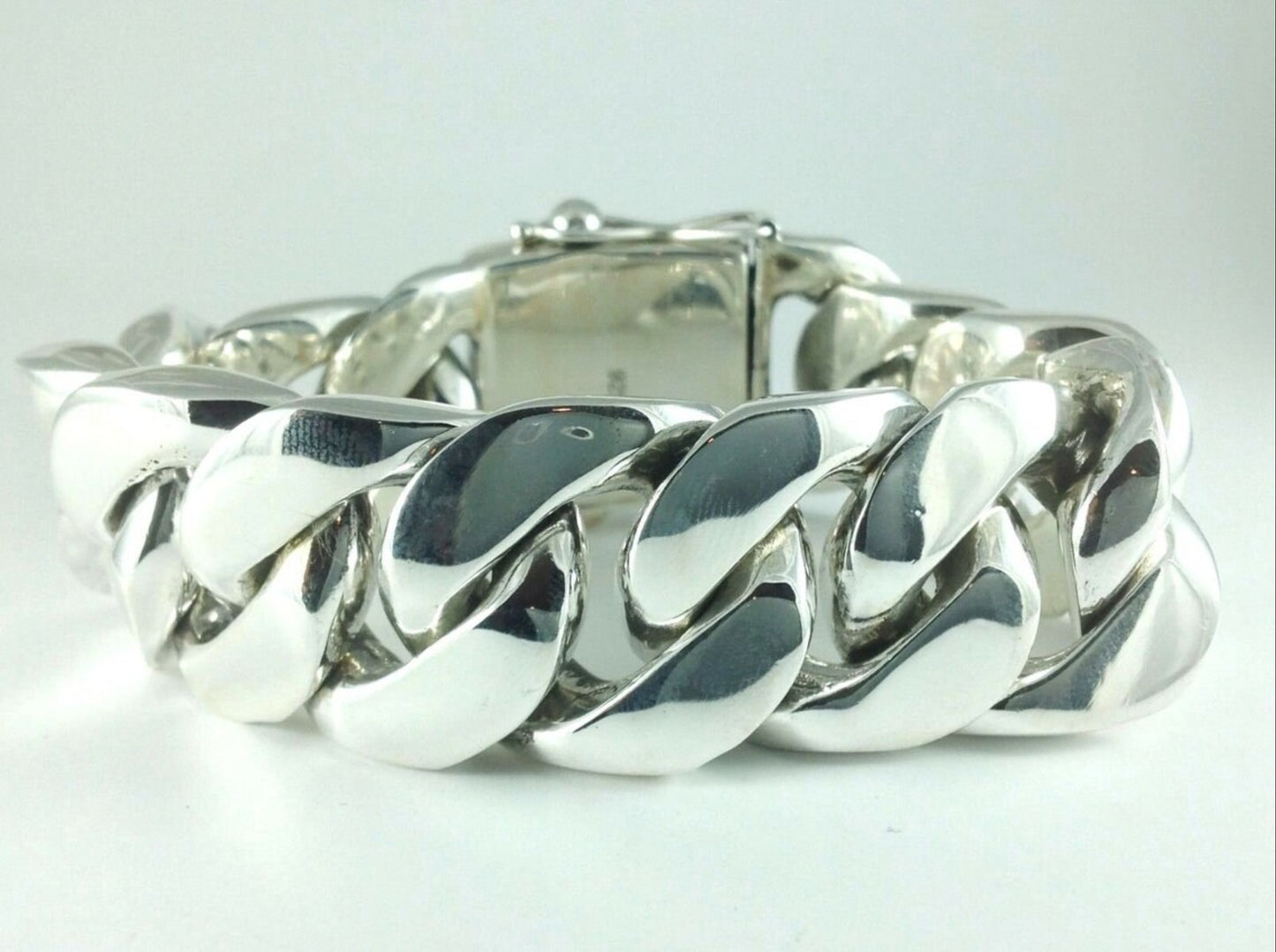 220 g Mens Real Solid Sterling Silver 925 Heavy Biker Bracelet