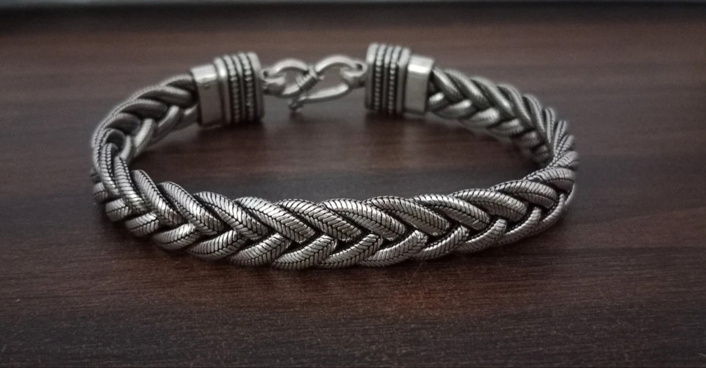 Braid Bracelet - Weave chain bracelet | Men's Silver Bracelet,