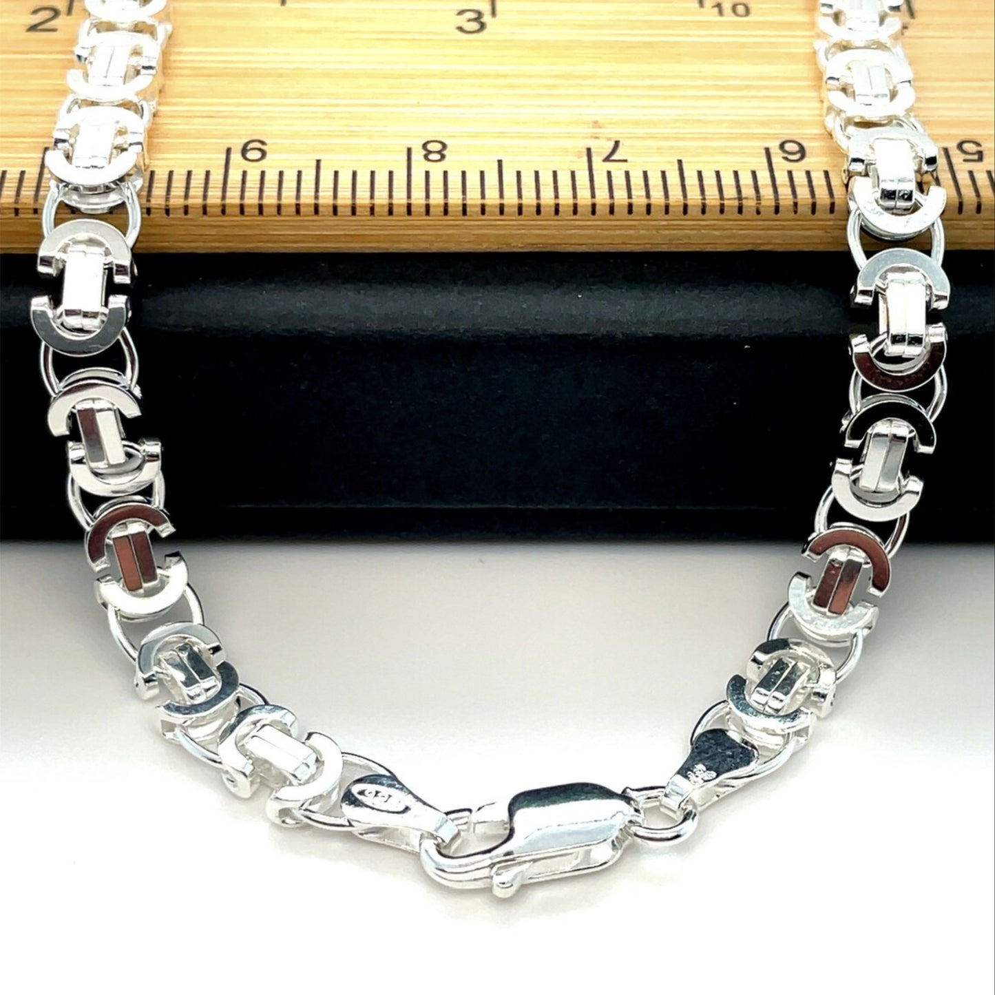 Real 925 Silver Byzantine Chain Necklace 12mm