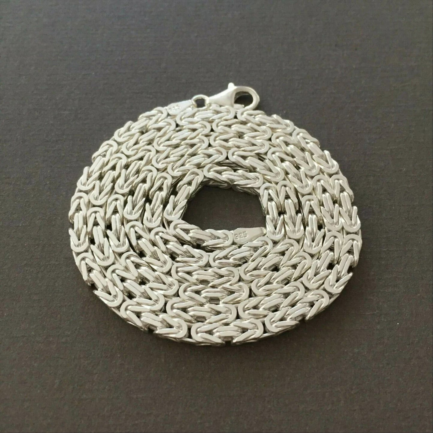 Men's Byzantine Rope Chain Real Solid Silver 925