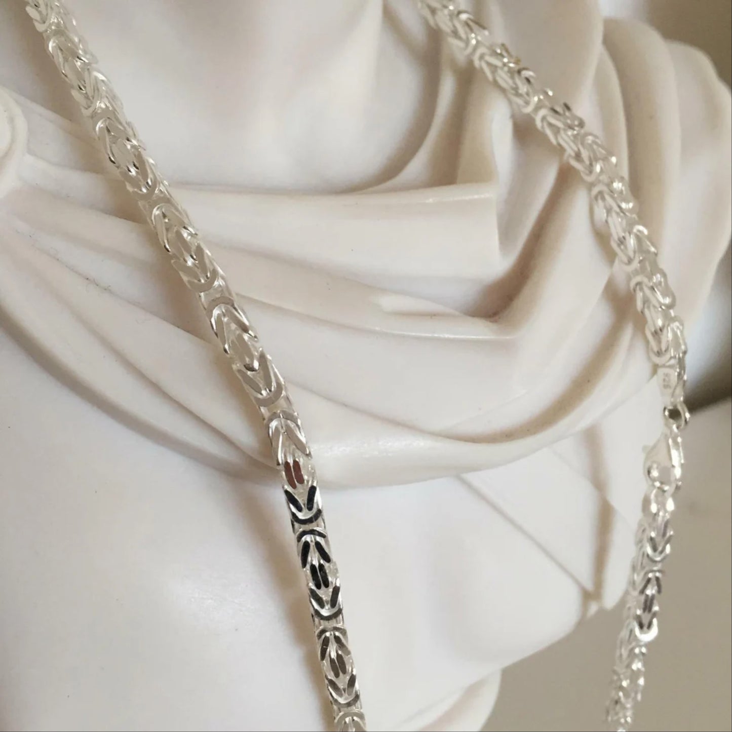 Men's Byzantine Rope Chain Real Solid Silver 925