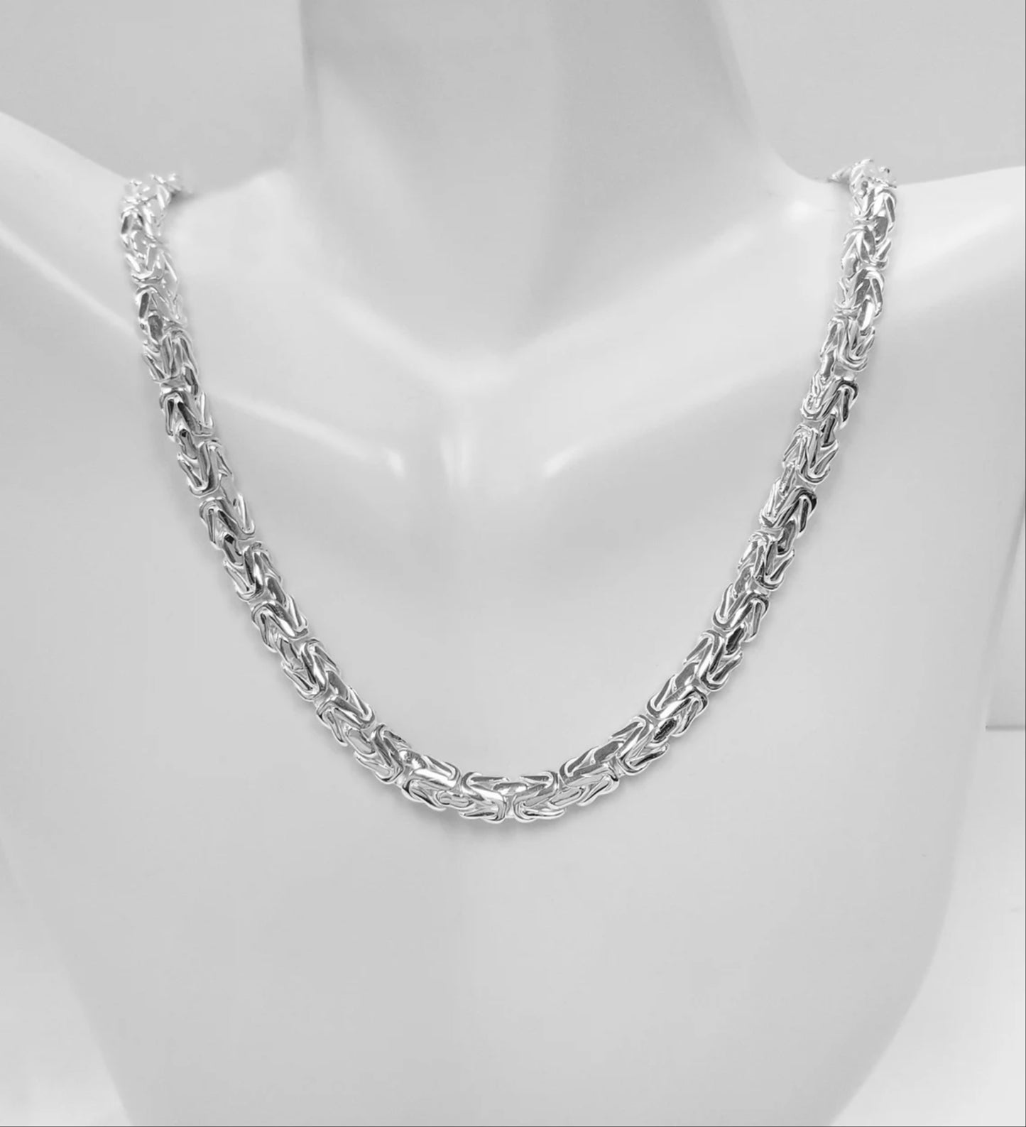 Men's Byzantine Rope Chain Real Solid Silver 925