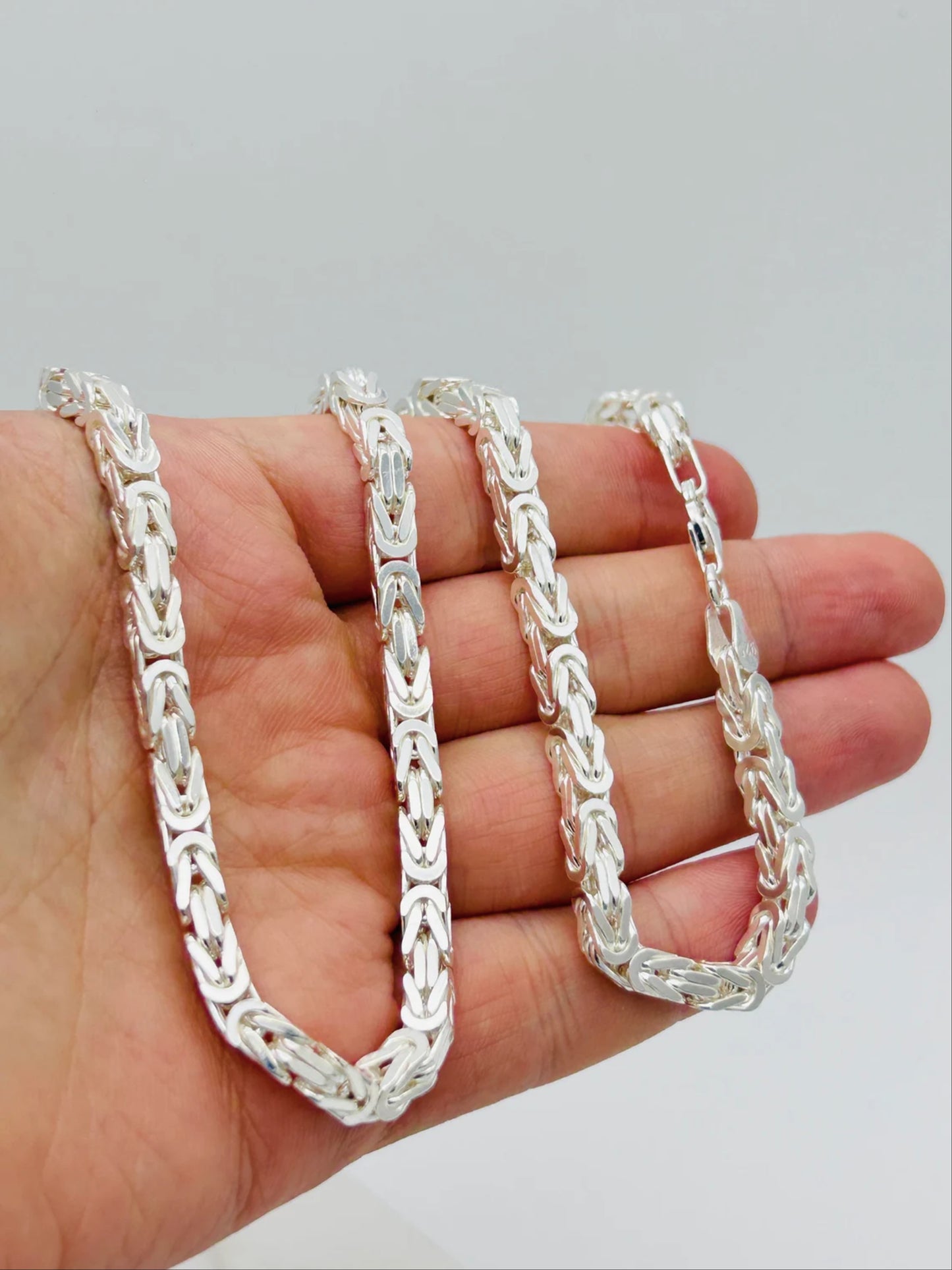 Men's Byzantine Rope Chain Real Solid Silver 925