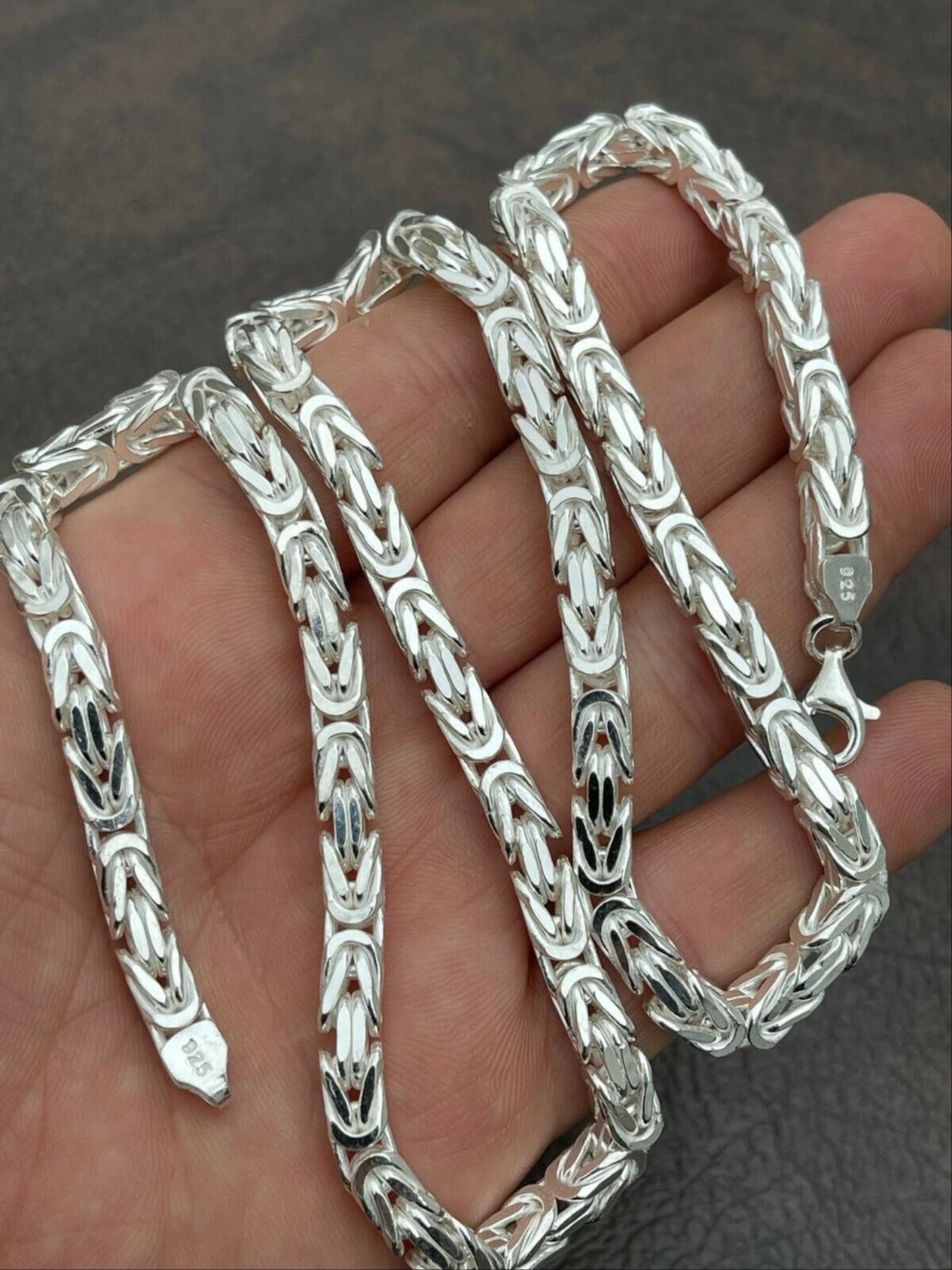 Men's Byzantine Rope Chain Real Solid Silver 925
