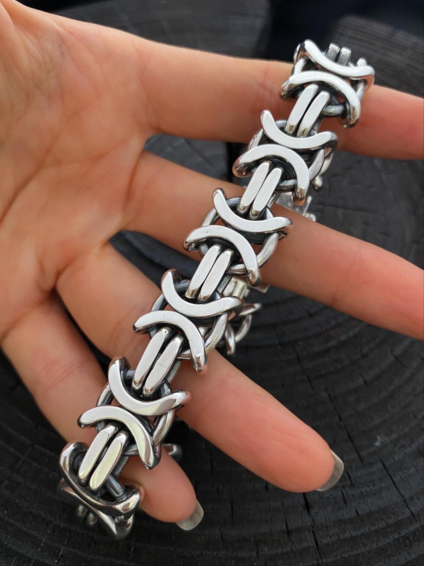 Men's Heavy Silver Bracelet - Thick Bracelet For Him
