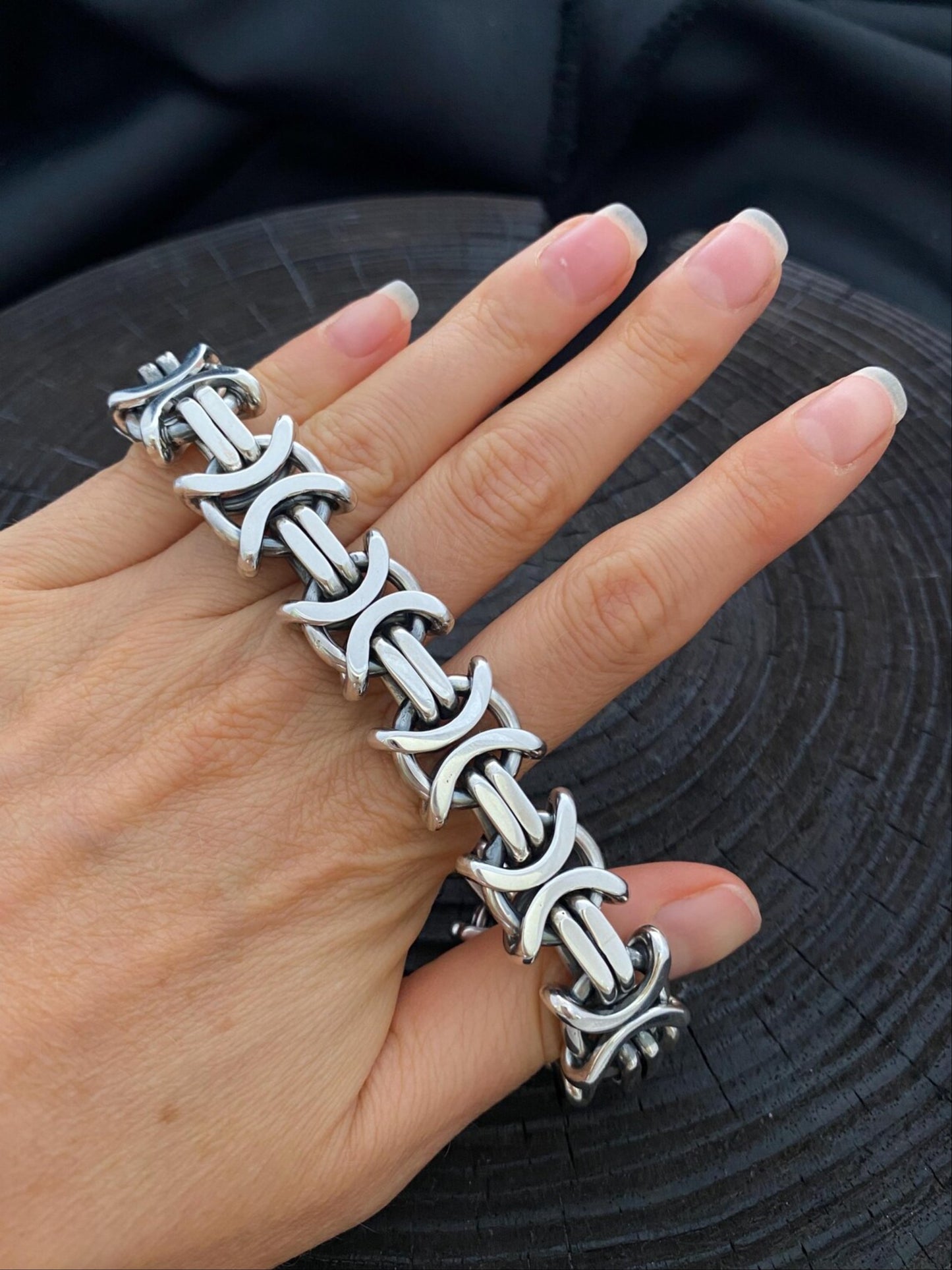 Men's Heavy Silver Bracelet - Thick Bracelet For Him