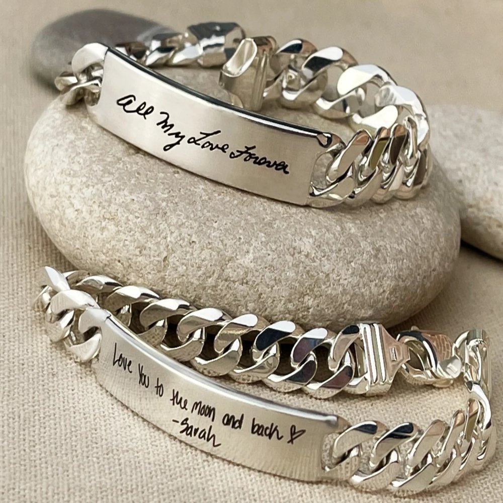 Chunky Sterling Silver 925 ID Bracelet for Men, Engravable bracelet for men and women - CUBAN