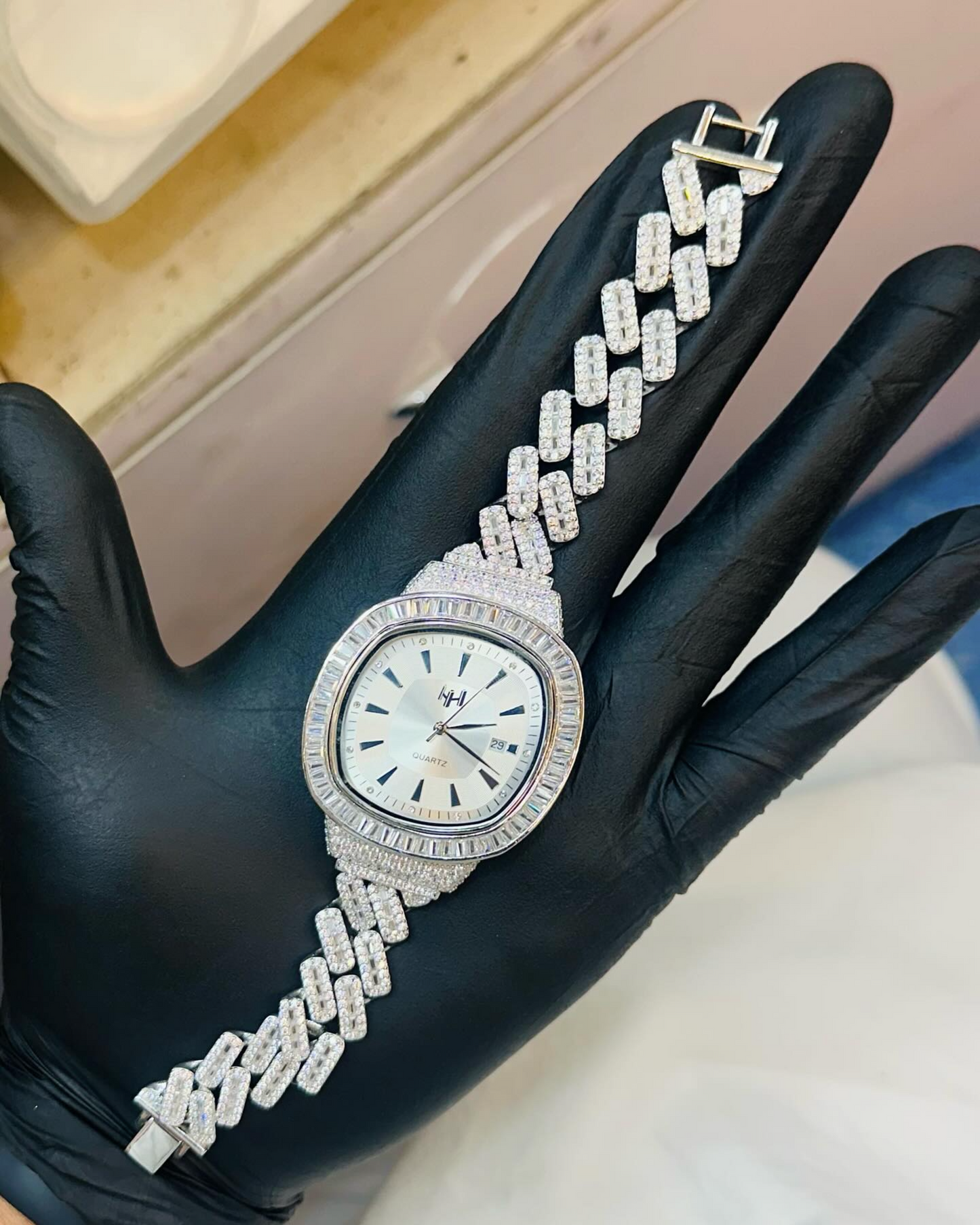 Cuban Curb Link 925 Silver Men's Watch