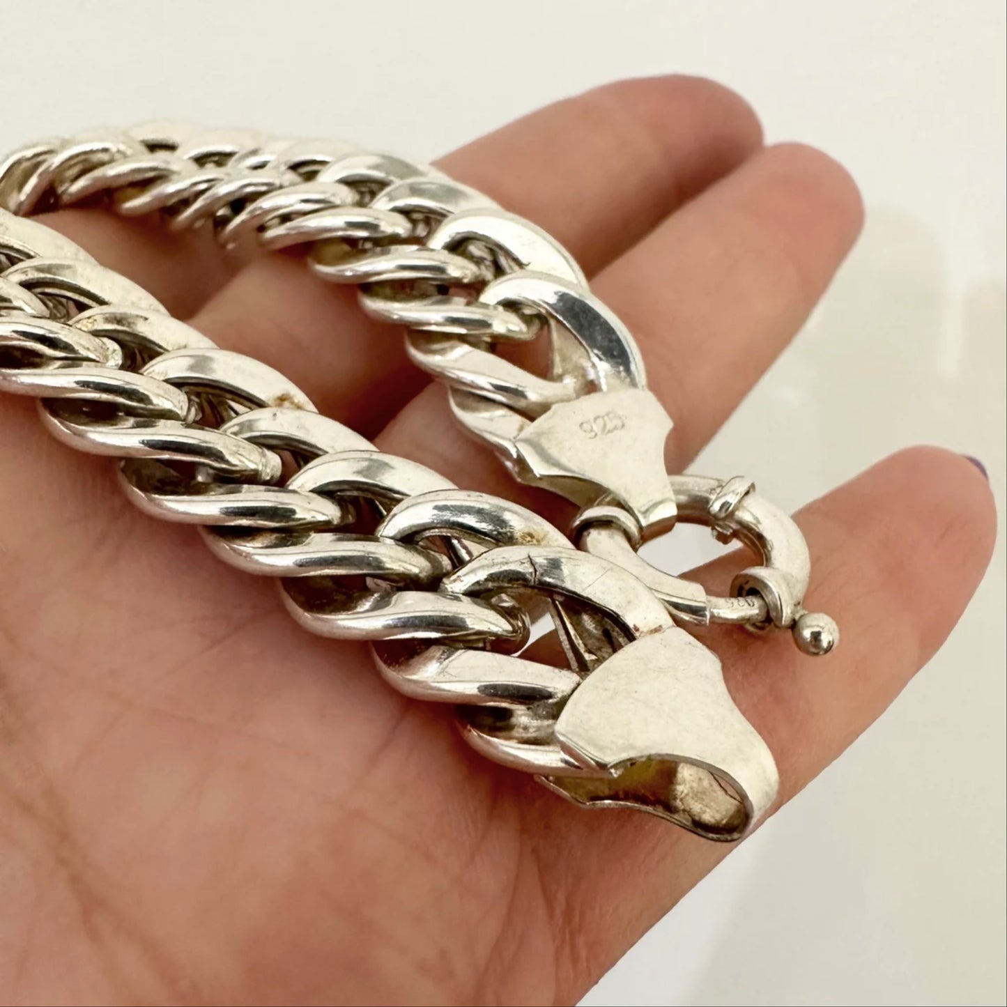 999K Silver Handmade Men Bracelet with 925K Clasp