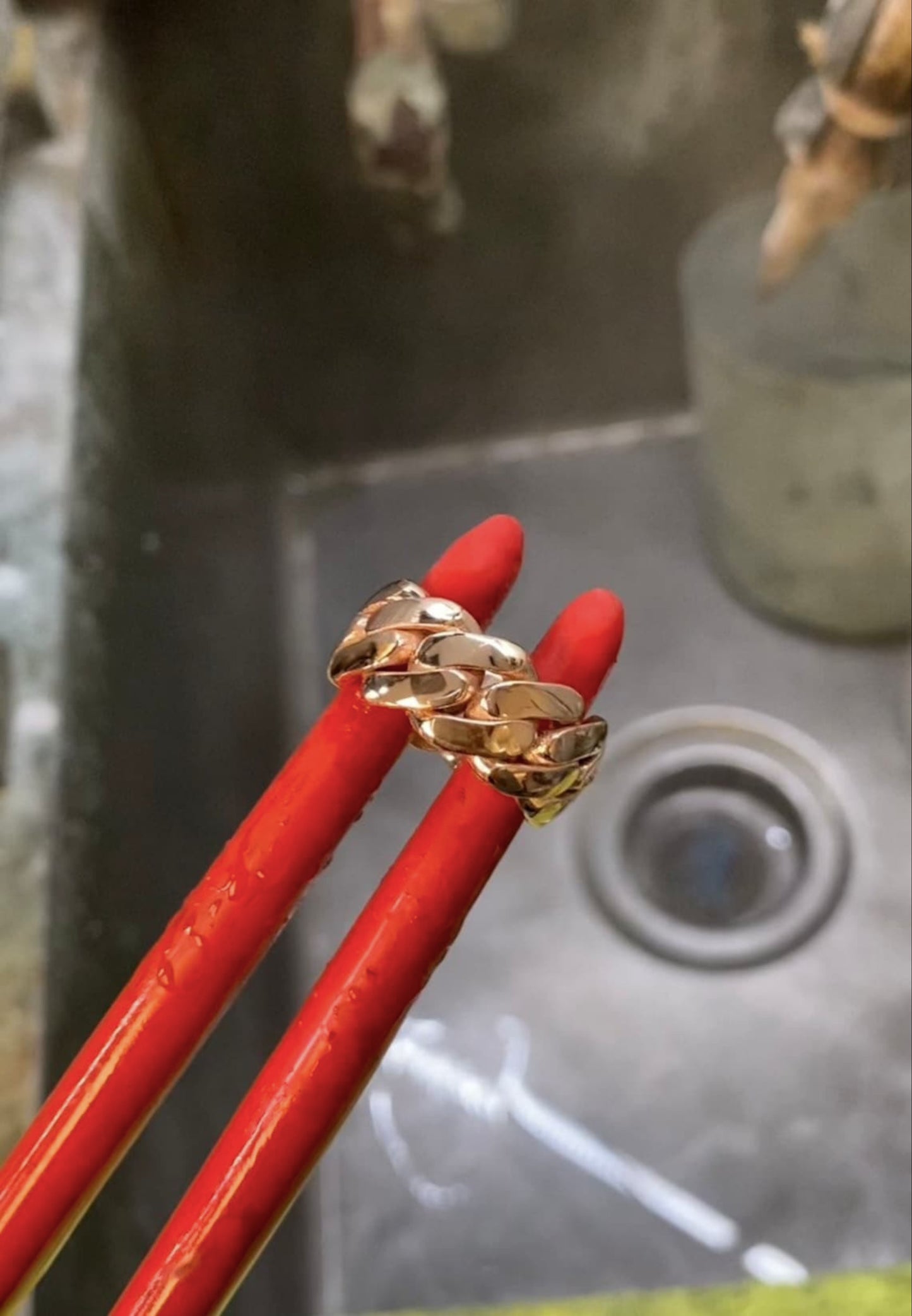 Cuban Link Ring Mens 18k Gold