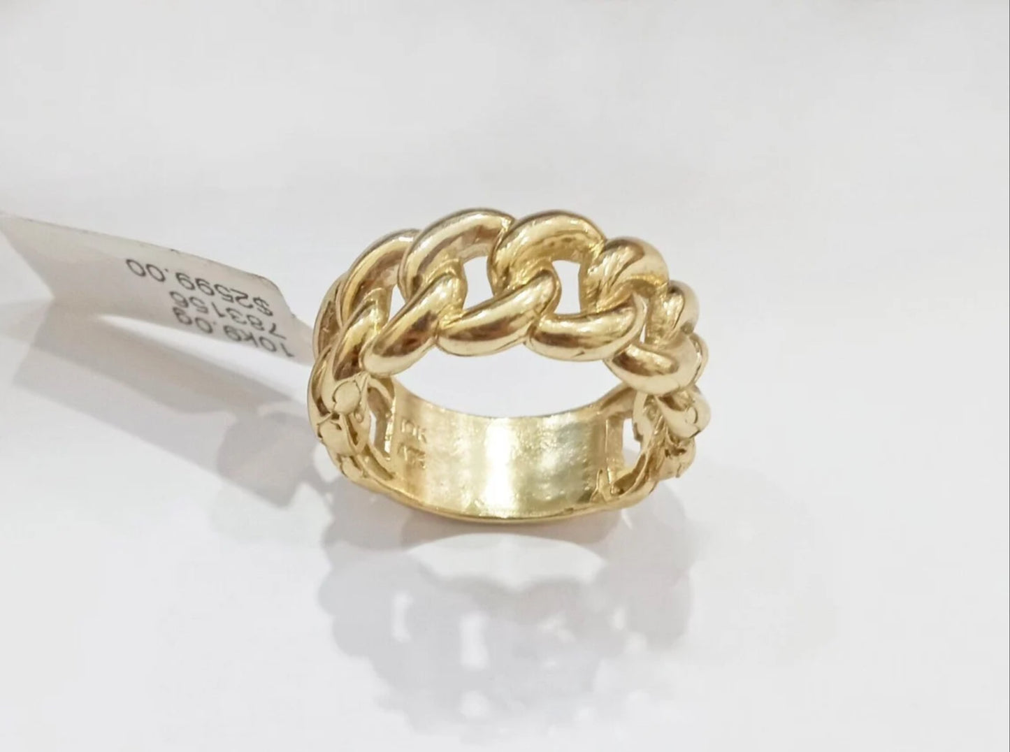 14k gold cuban link ring for men