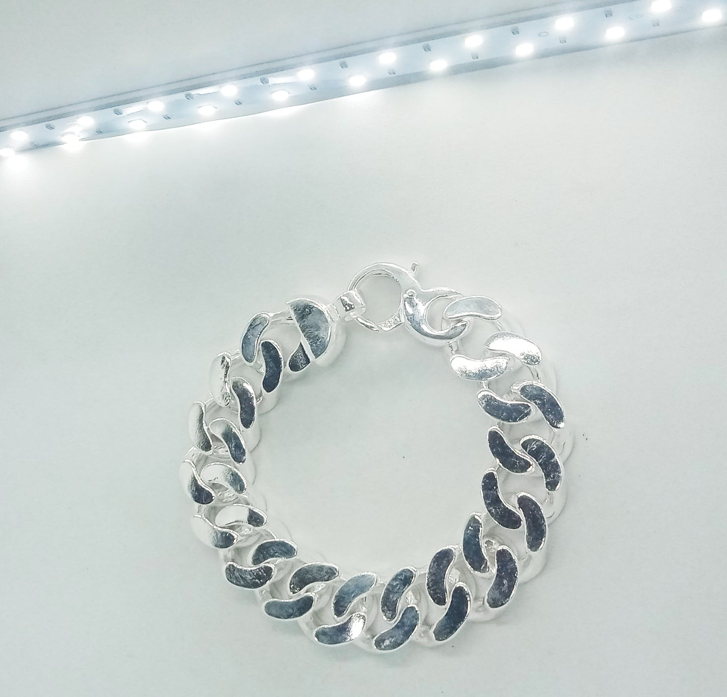 20mm Heavy Curb Silver Bracelet