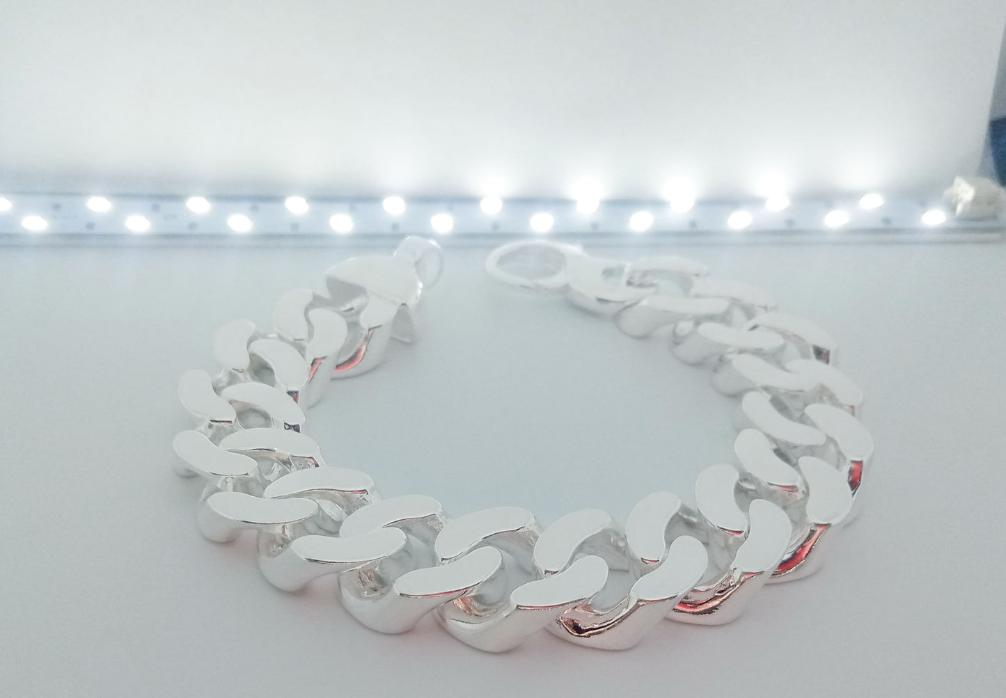 20mm Heavy Curb Silver Bracelet