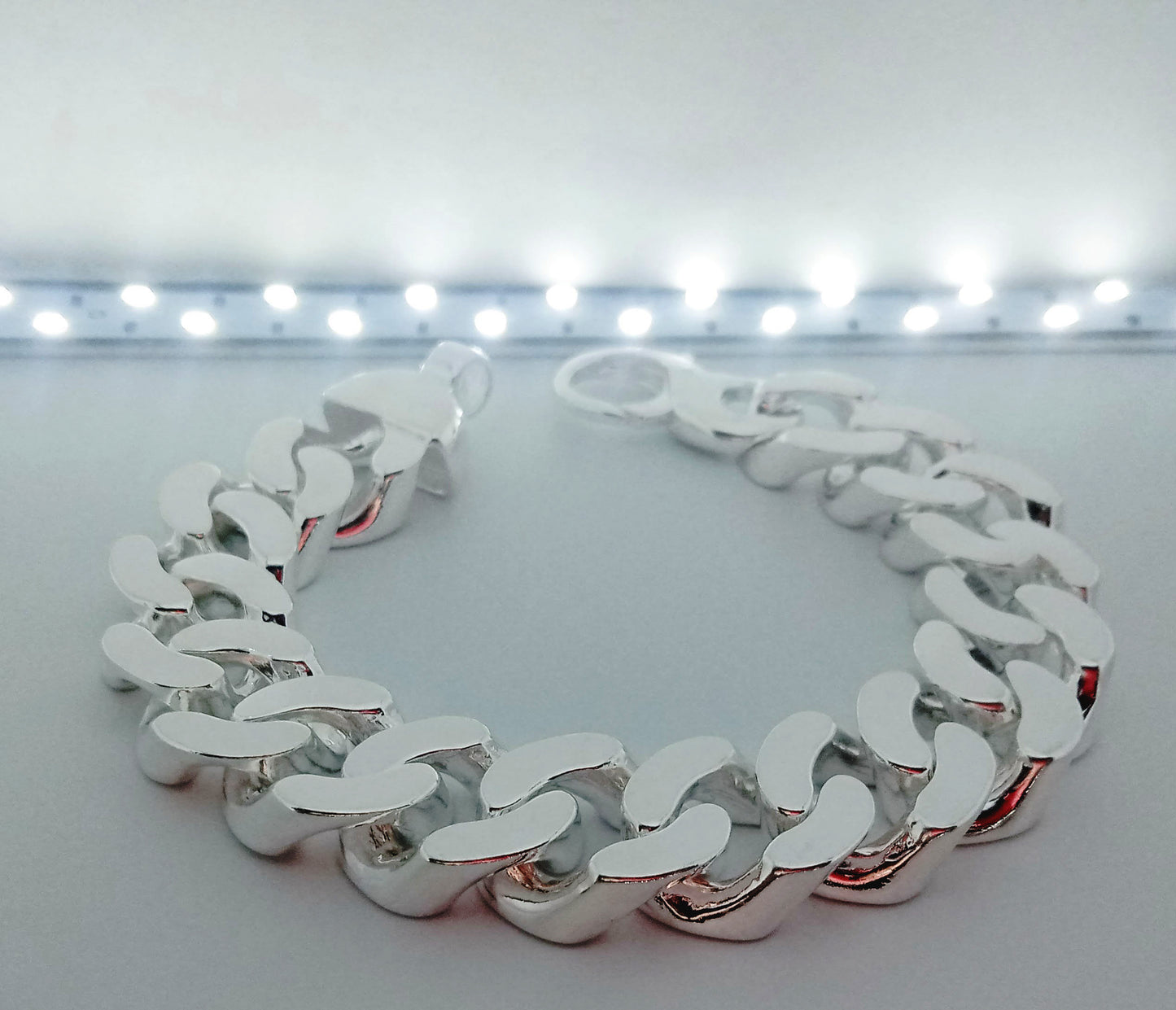 20mm Heavy Curb Silver Bracelet