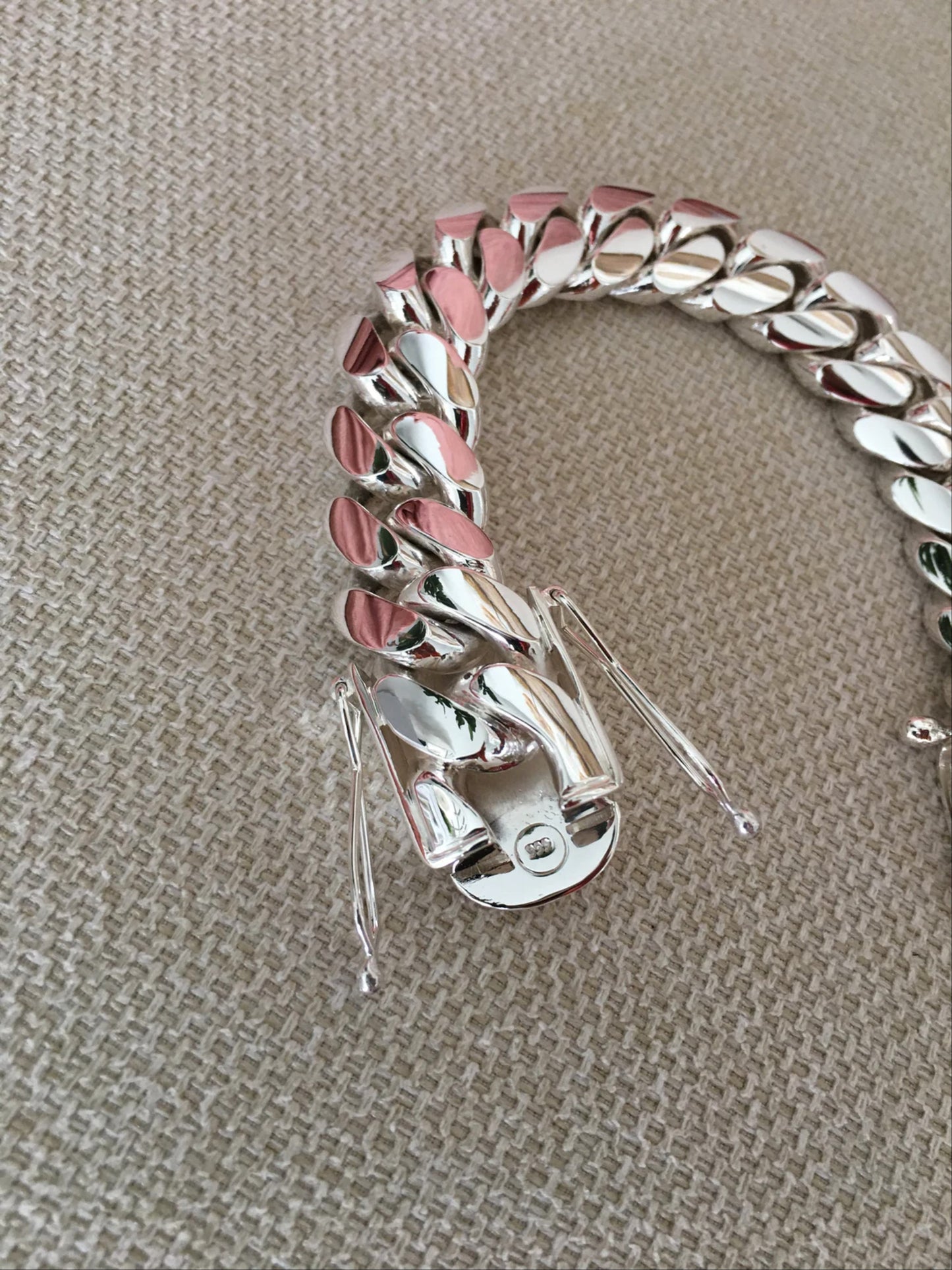 20mm 8inch pure solid 925 silver hand made Cuban link bracelet
