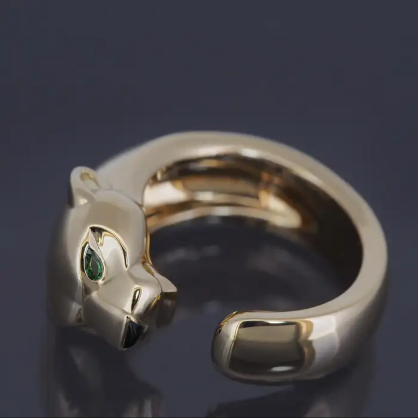 custom, vintage, 14K yellow gold Panther Ring bark finish 6.3g
