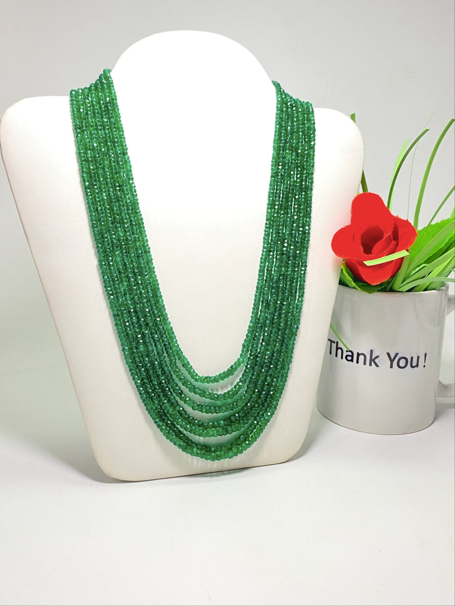 Emerald Faceted Strand, 6 Line Natural Emerald Strand
