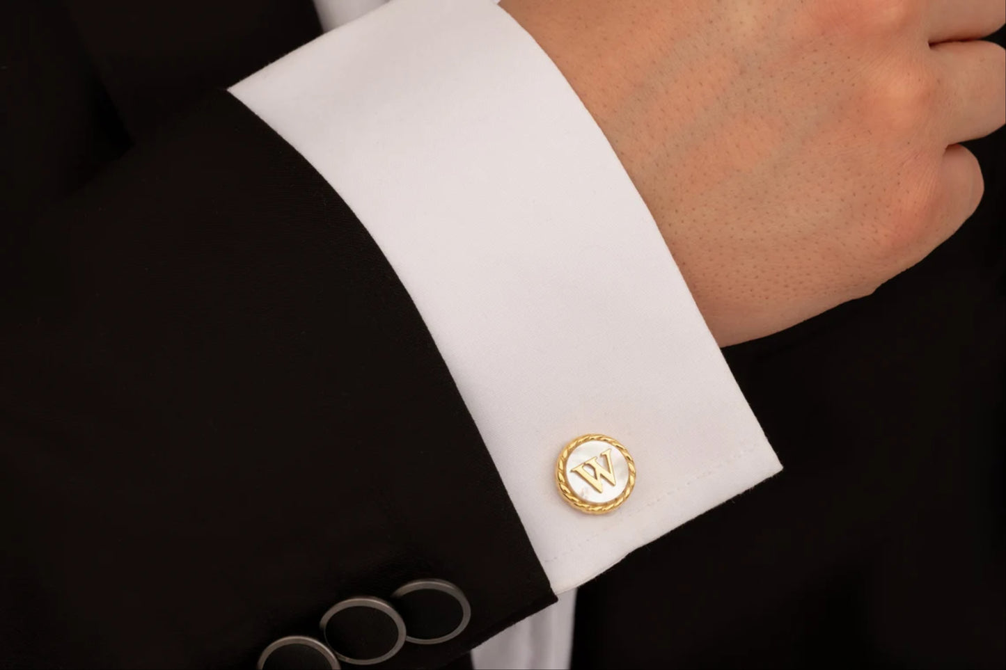 Manschettenknöpfe aus 14 Karat Gold mit Initialen – Individuelle Manschettenknöpfe für den Bräutigam